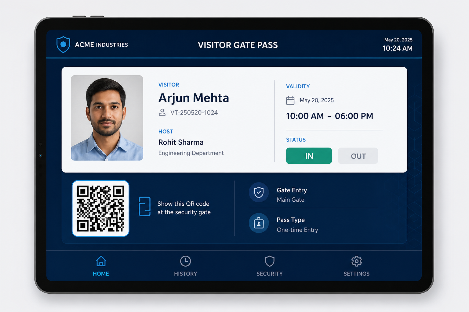 Digital gate pass and QR entry